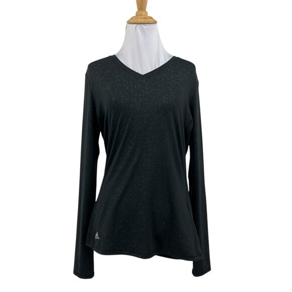 Adidas Top Womens S Small Black Stretch V Neck Performance Long Sleeve Workout - Picture 1 of 12